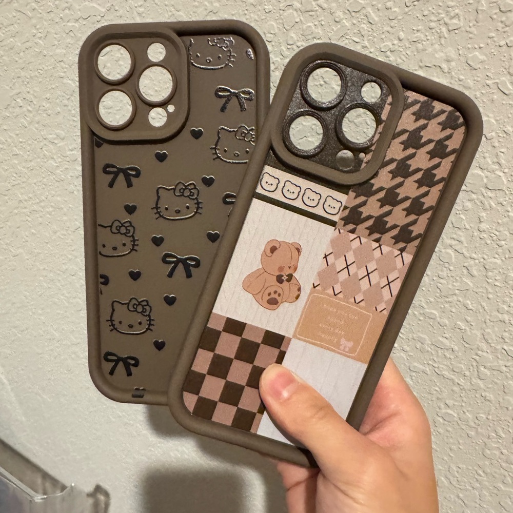 Brown Hello Kitty and Teddy Bear iPhone 15 Pro Max Case